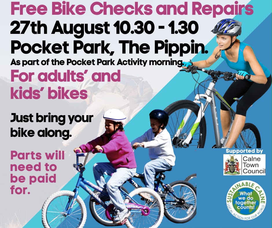 Poster for bike repair event on 27th August 2026